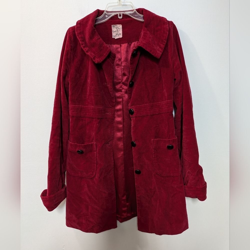 TULLE Anthropologie Button Down Red Coat, Women's Medium